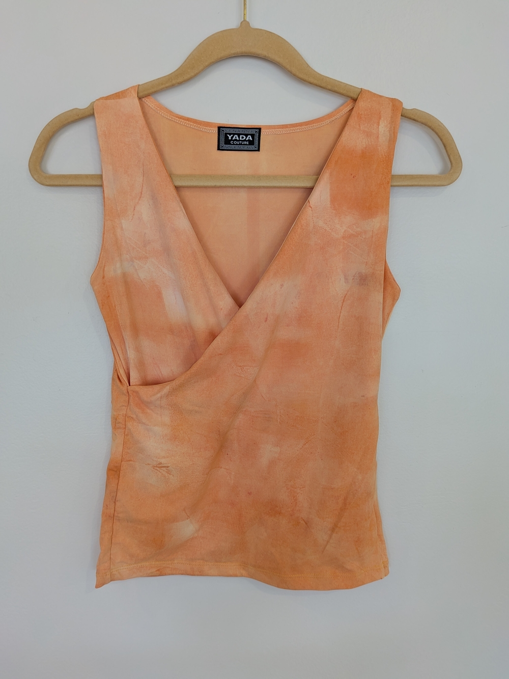 Hand Painted Italian Artist Luxury Lycra Wrap Tank Top Sleeveless Pullover Top